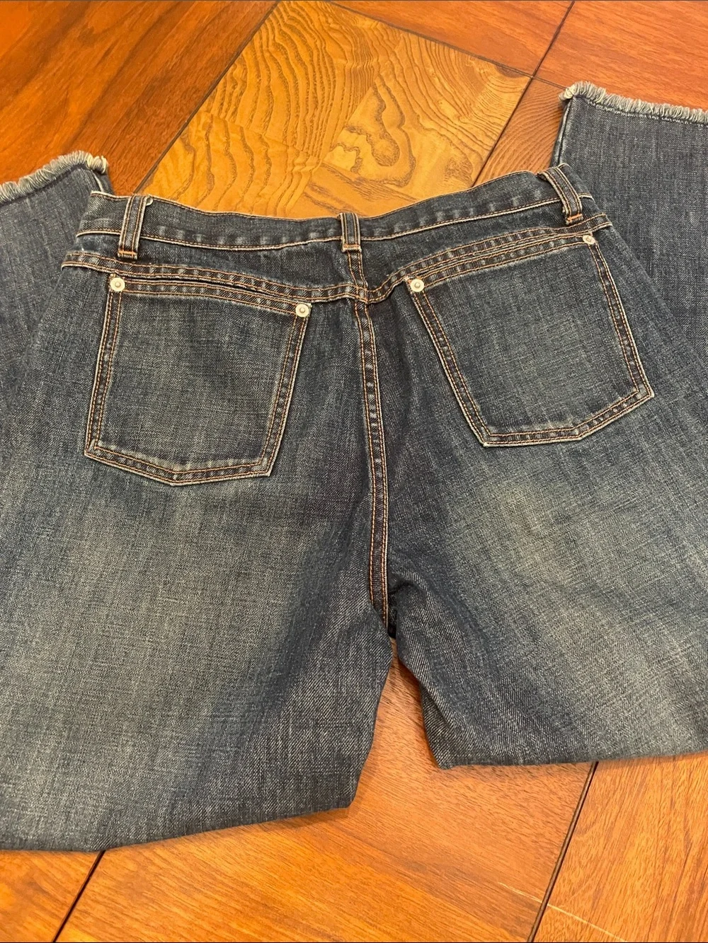 J. Crew High-Rise Dark Blue Denim Jeans with Silver Buttons C69